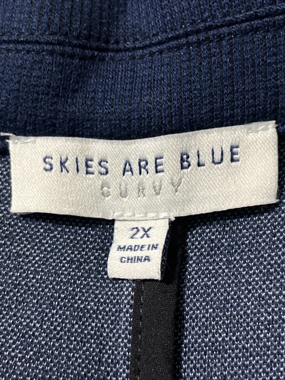 Skies Are Blue Curvy Women's 2X Navy Open Front Blazer Jacket 3/4 Sleeves - Picture 7 of 11